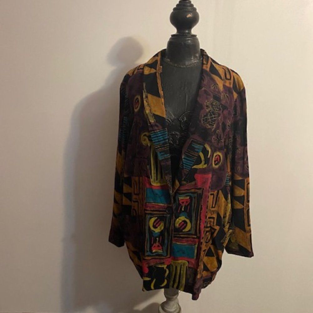 Kensington Square Vintage 1980's Artist multi-color blazer, size Large